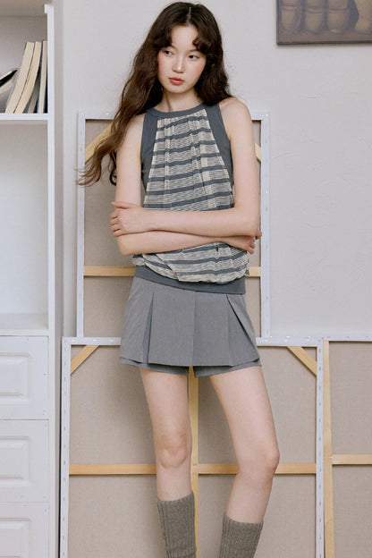 Artists Gray Pleated Culottes Skirt