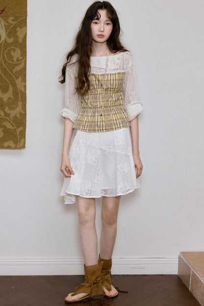 Apricot Yellow Bohemian Top Skirt Set-Up