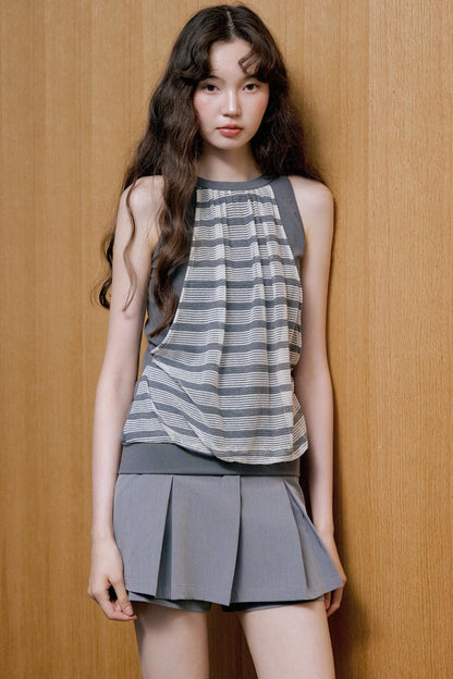 Gray-Pink Striped Camisole Top