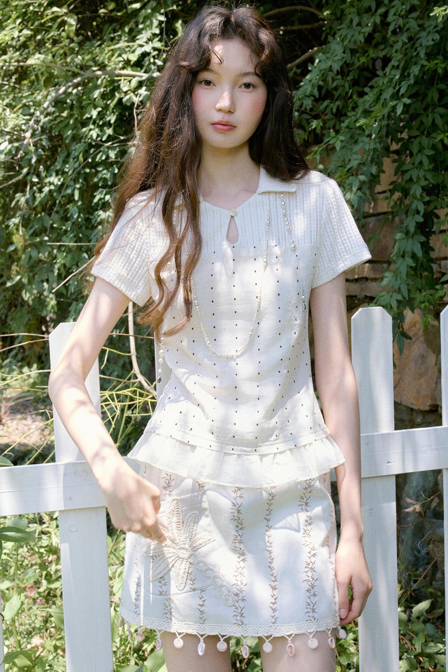 Bohemian Vine Embroidered A-Line Skirt