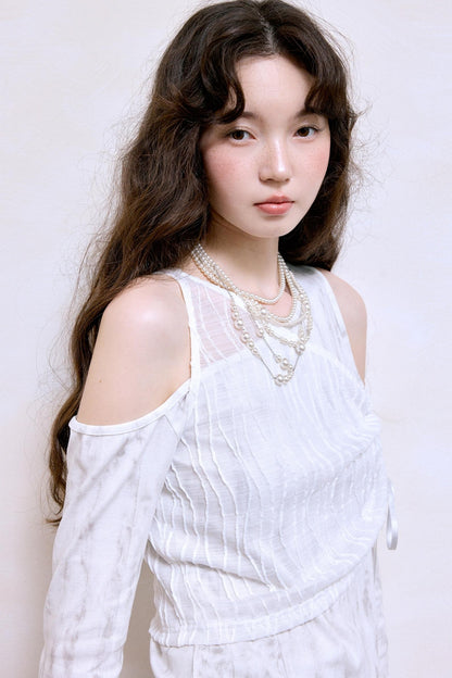 회색 레이스 스플라이싱 탑