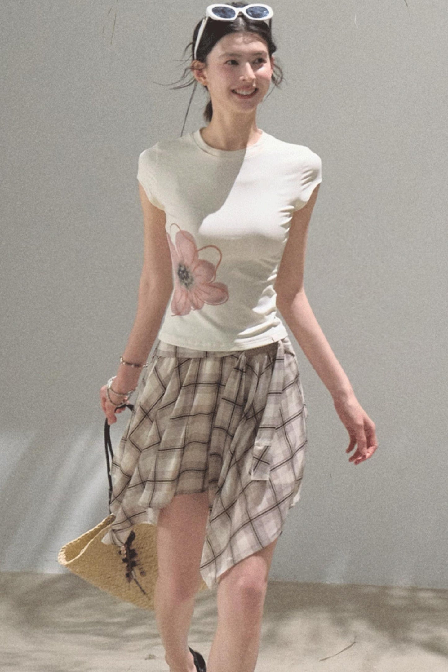 Love Ripple Plaid Skirt