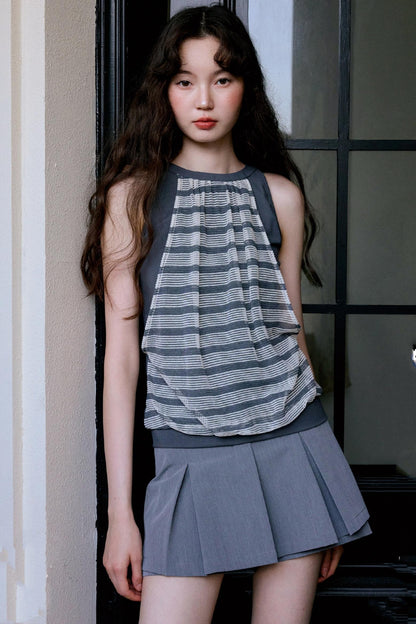 Artists Gray Pleated Culottes Skirt