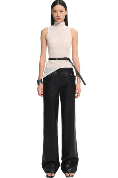 Unicorn Leather Straight-Leg Pants