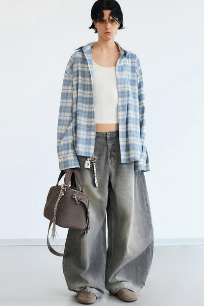 Retro Plaid Sunshade Shirt Jacket