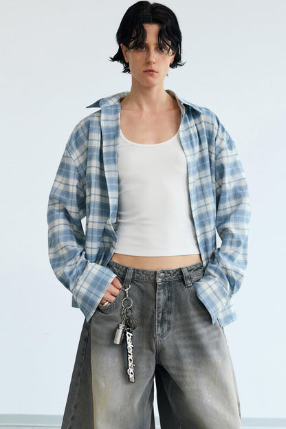 Retro Plaid Sunshade Shirt Jacket