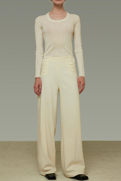 Side Button Loose Fit Pants