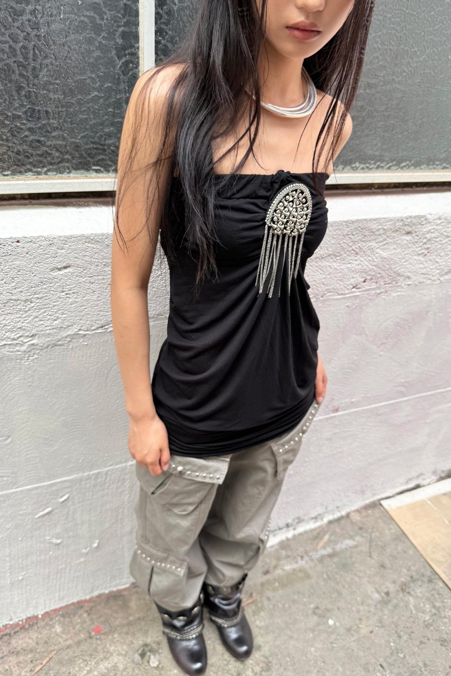 Metal Button Corset Tank