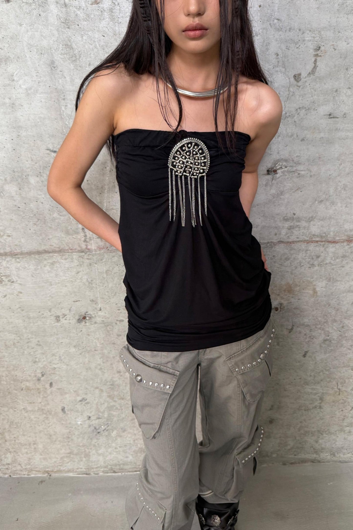 Metal Button Corset Tank
