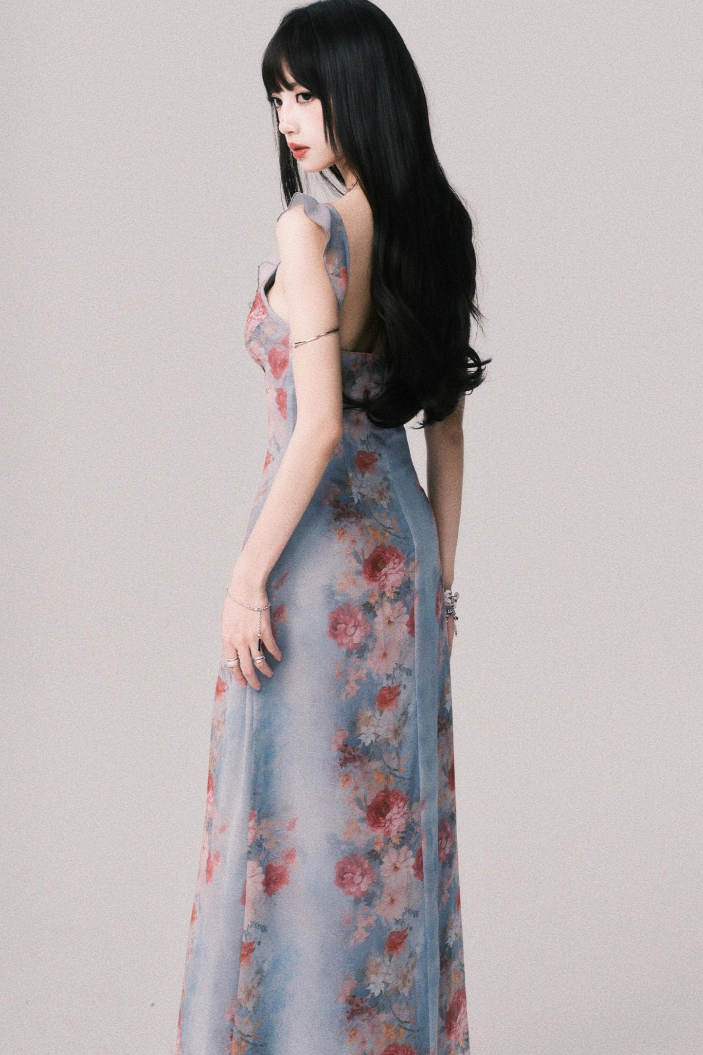 French V-Neck Halter Dress