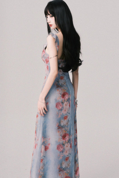 French V-Neck Halter Dress