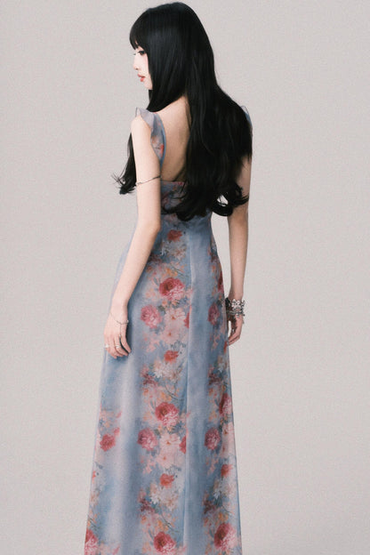 French V-Neck Halter Dress