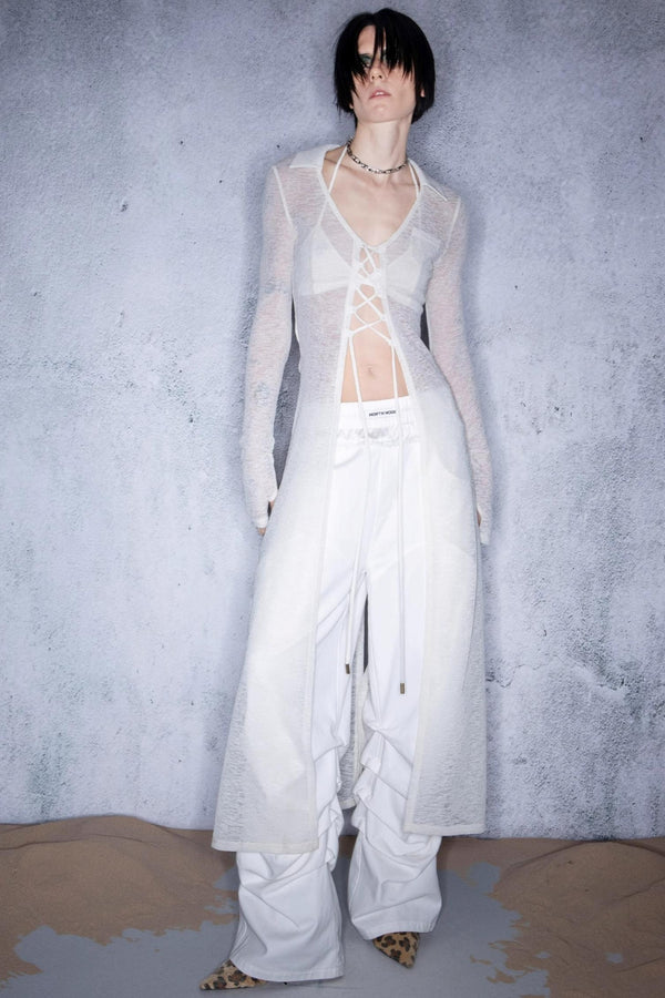 Lace-Up Knit Cardigan