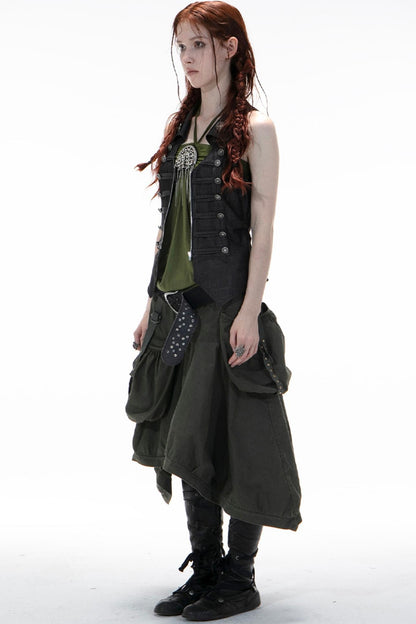 Metal Button Corset Tank