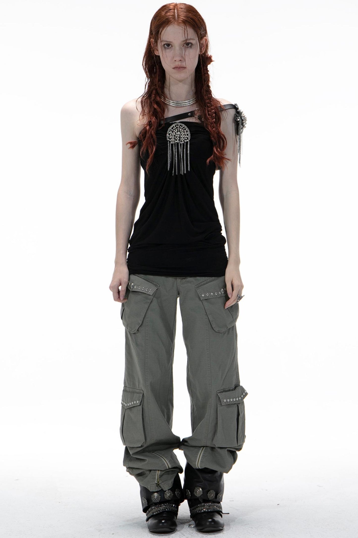 Metal Button Corset Tank