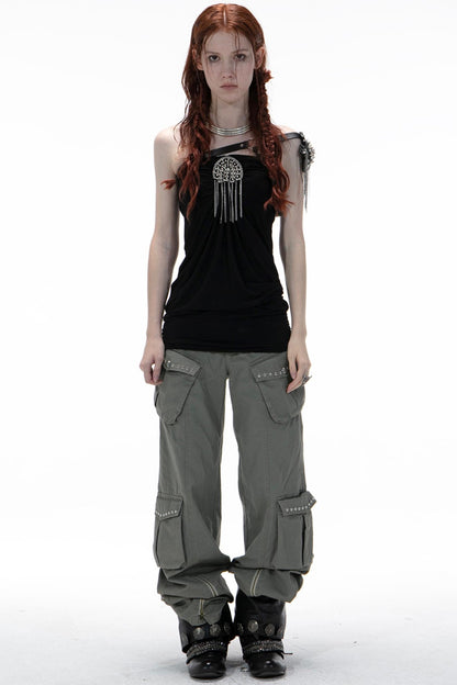 Metal Button Corset Tank