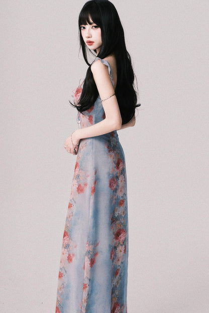 French V-Neck Halter Dress