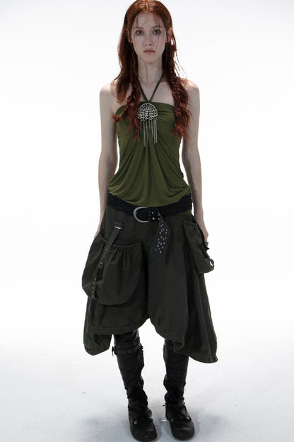 Metal Button Corset Tank