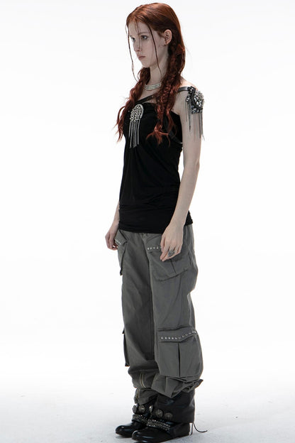 Metal Button Corset Tank