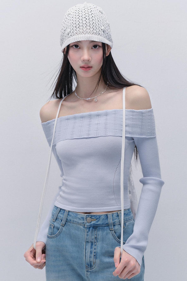 Simple One-Shoulder Slim Shirt