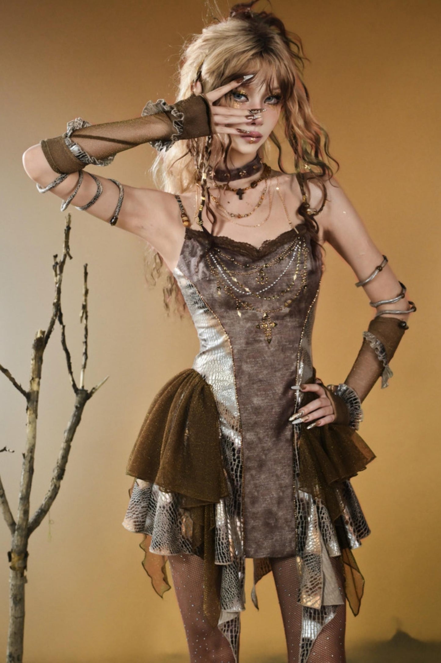 Gilded Snake Suspender Dress