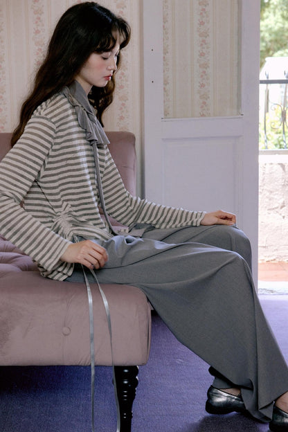 Gray Loose-Fitting Wide-Leg Pants