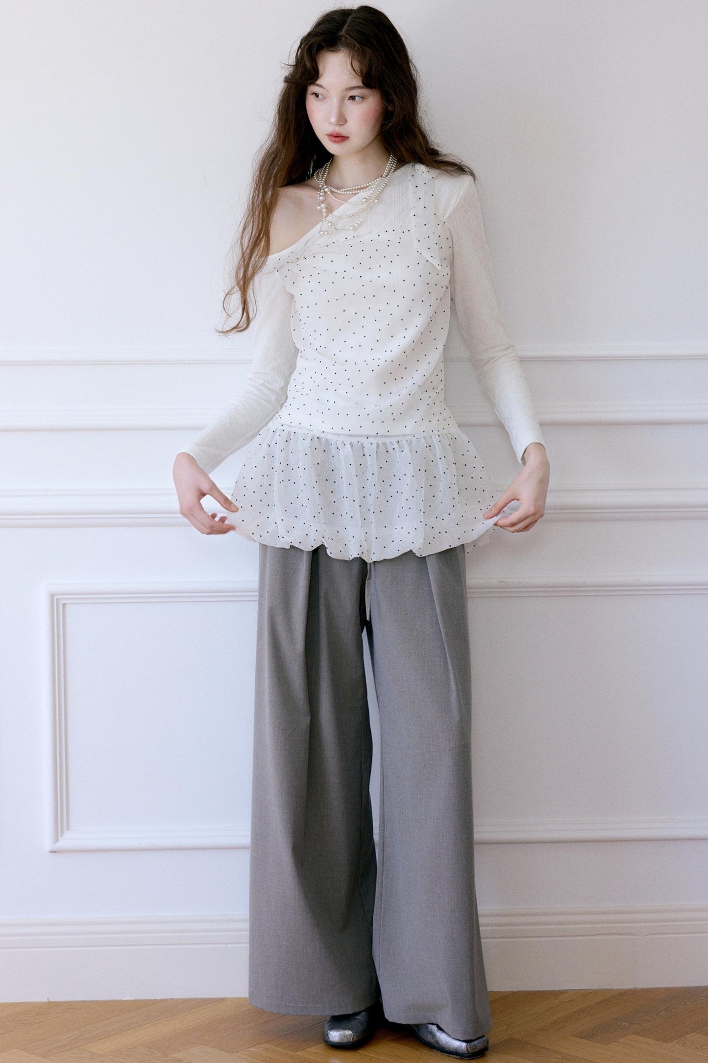 Asymmetrical Polka Dot Top