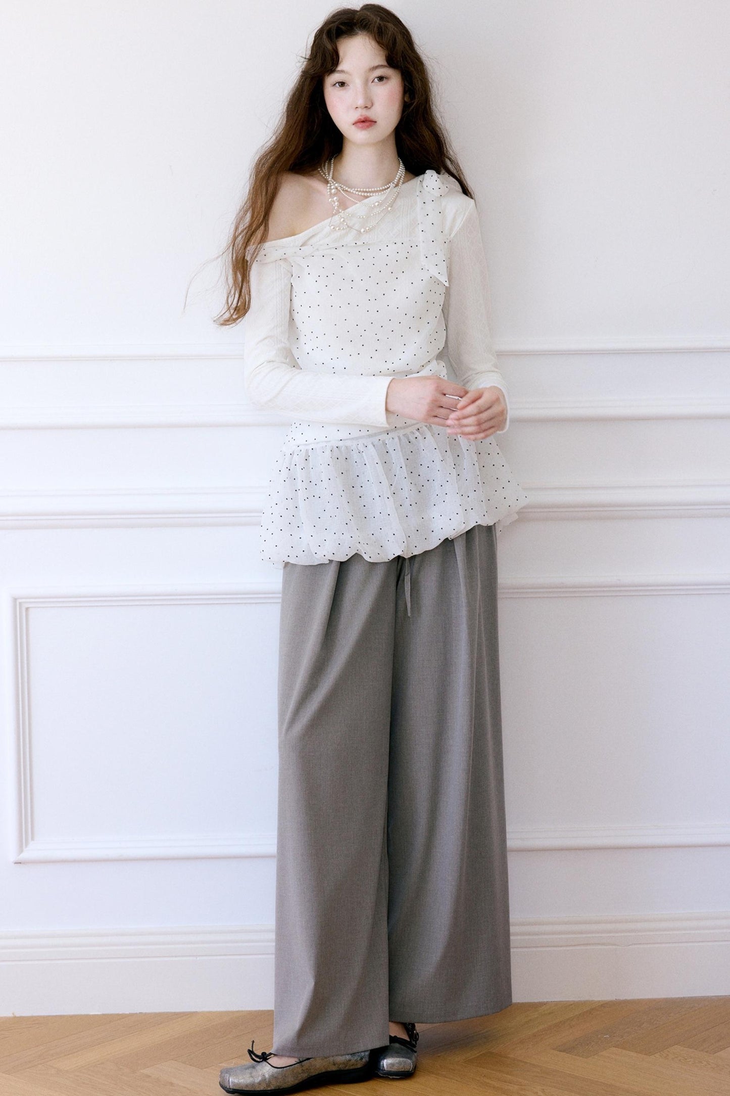 Asymmetrical Polka Dot Top