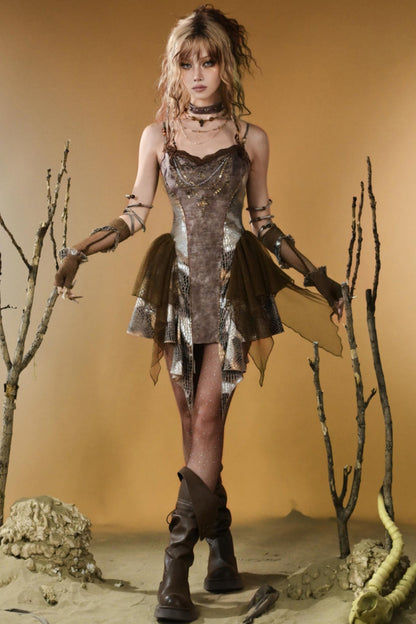 Gilded Snake Suspender Dress