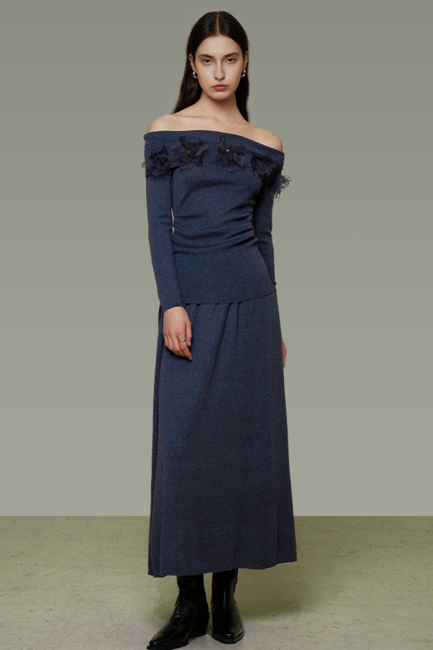 Autumn Knit One-Shoulder Dress