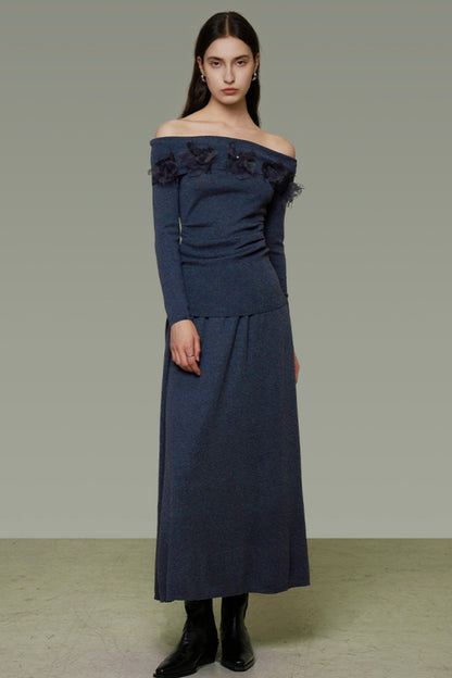 Autumn Knit One-Shoulder Dress