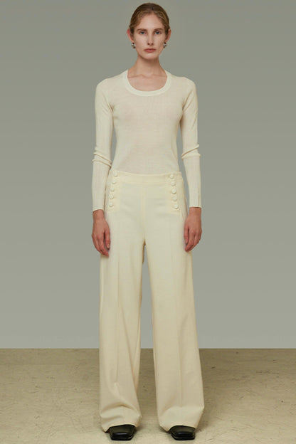 Side Button Loose Fit Pants