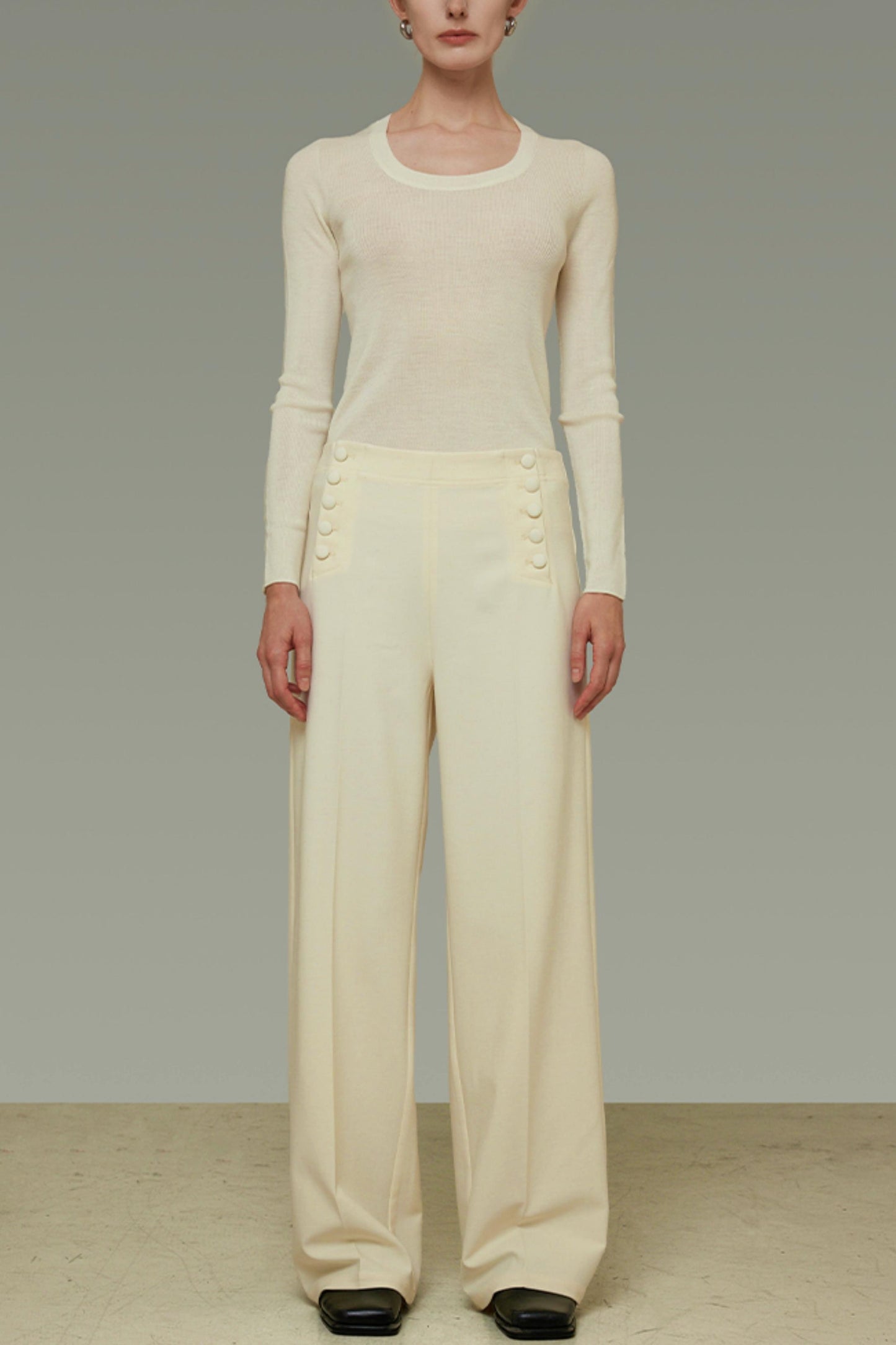 Side Button Loose Fit Pants