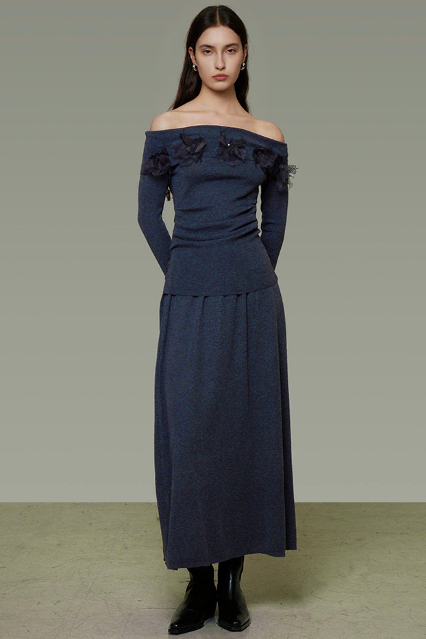 Autumn Knit One-Shoulder Dress