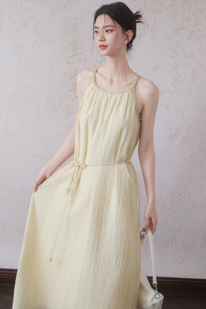 Yellow Halter Dress Set-Up