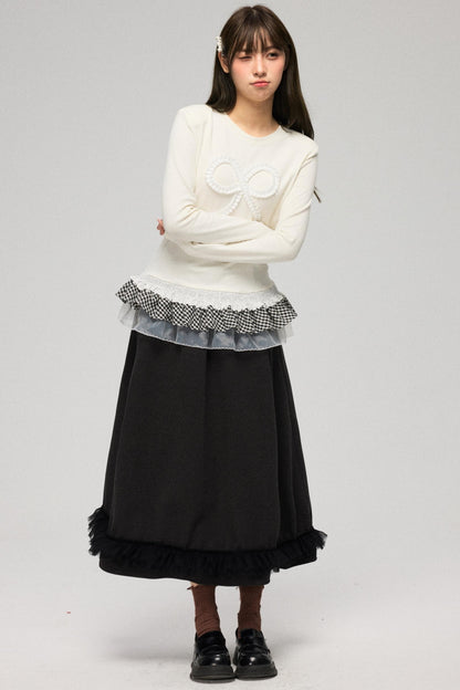 Tweed Mesh A-Line Skirt