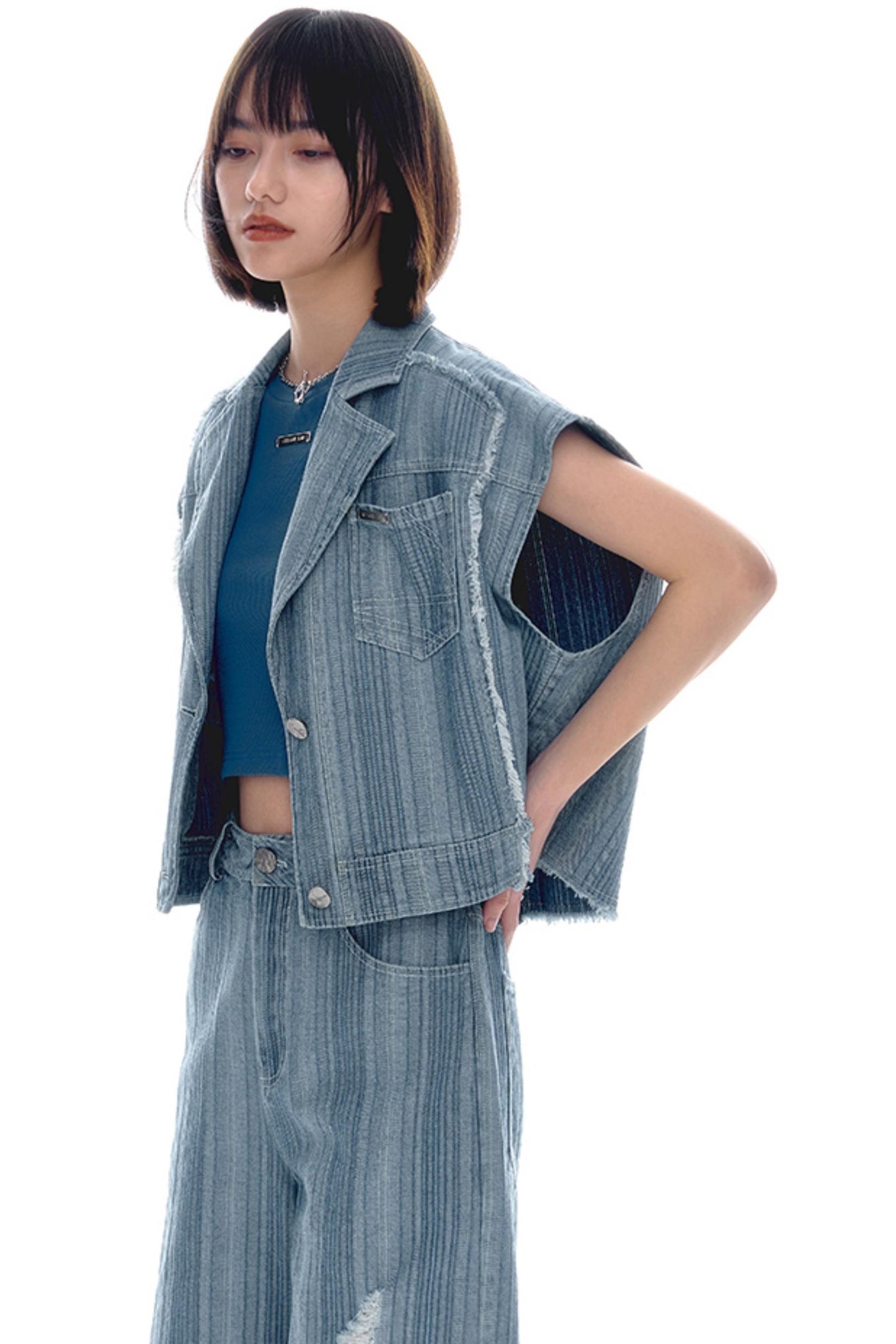 Classic Edge Denim Vest Set-Up