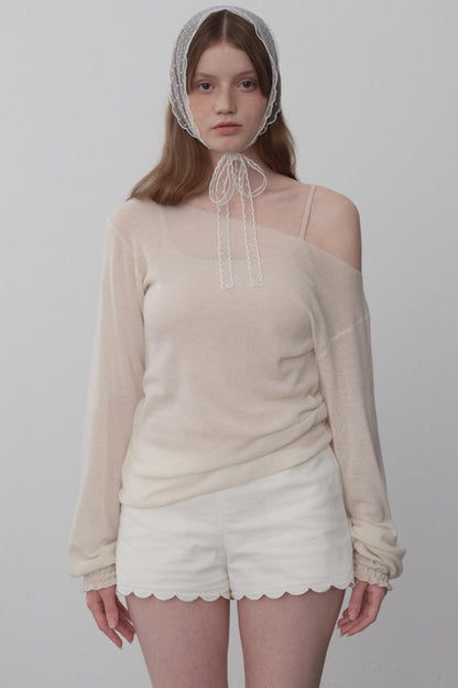 White Chiffon Knit Top