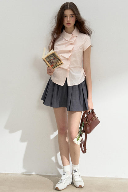 Pink Ruffle Lace Blouse