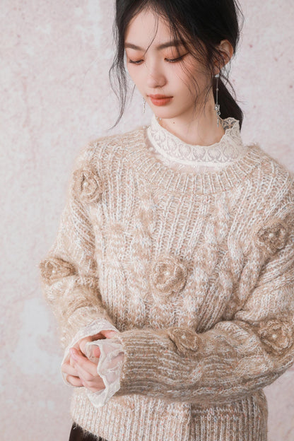 Oatmeal Handmade Sweater Top