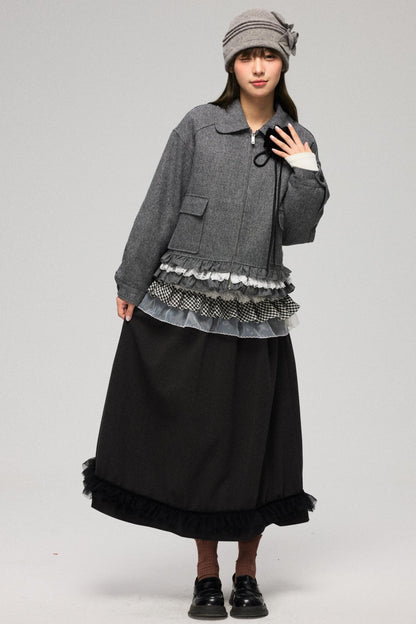 Tweed Mesh A-Line Skirt