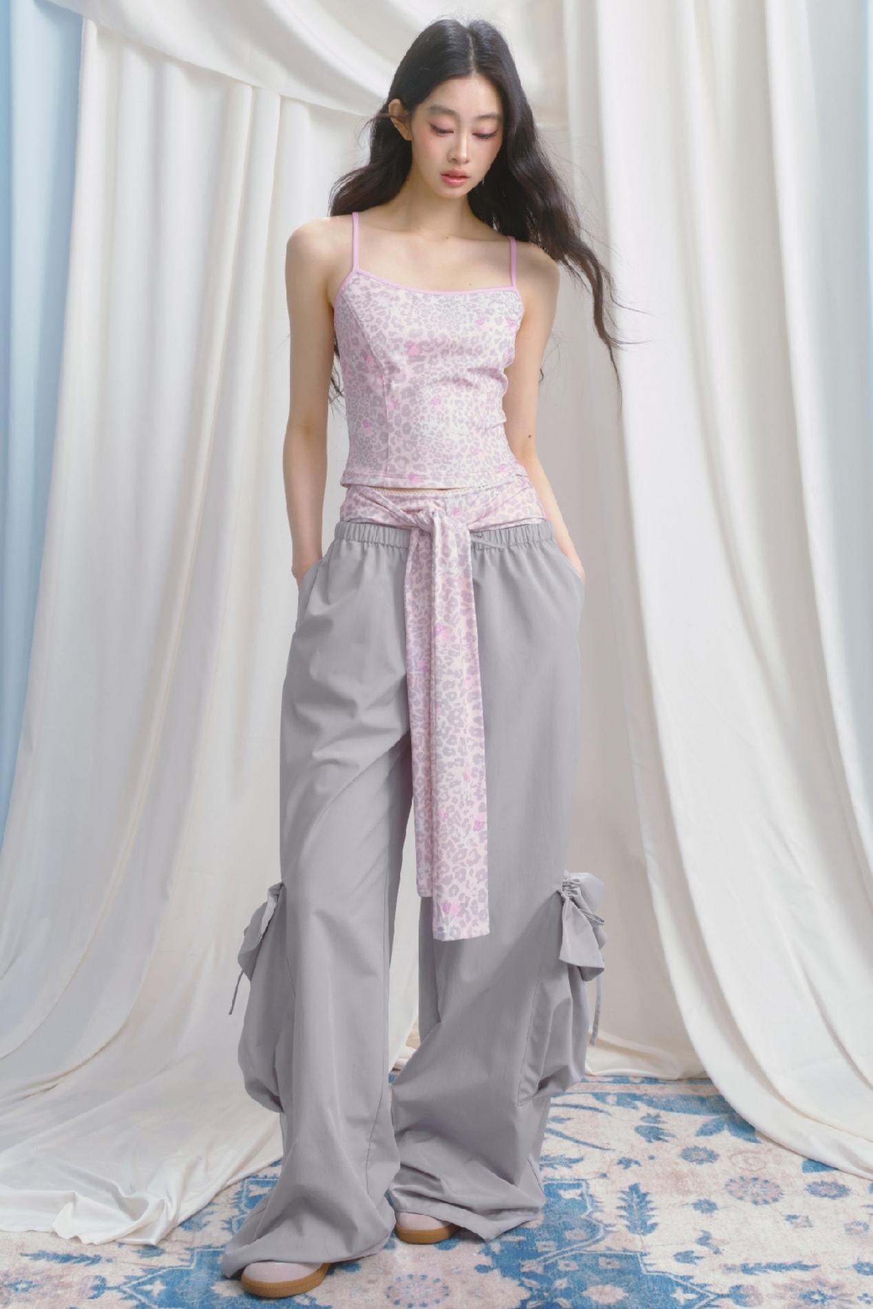 Peach Pink Leopard Print Camisole Set-Up