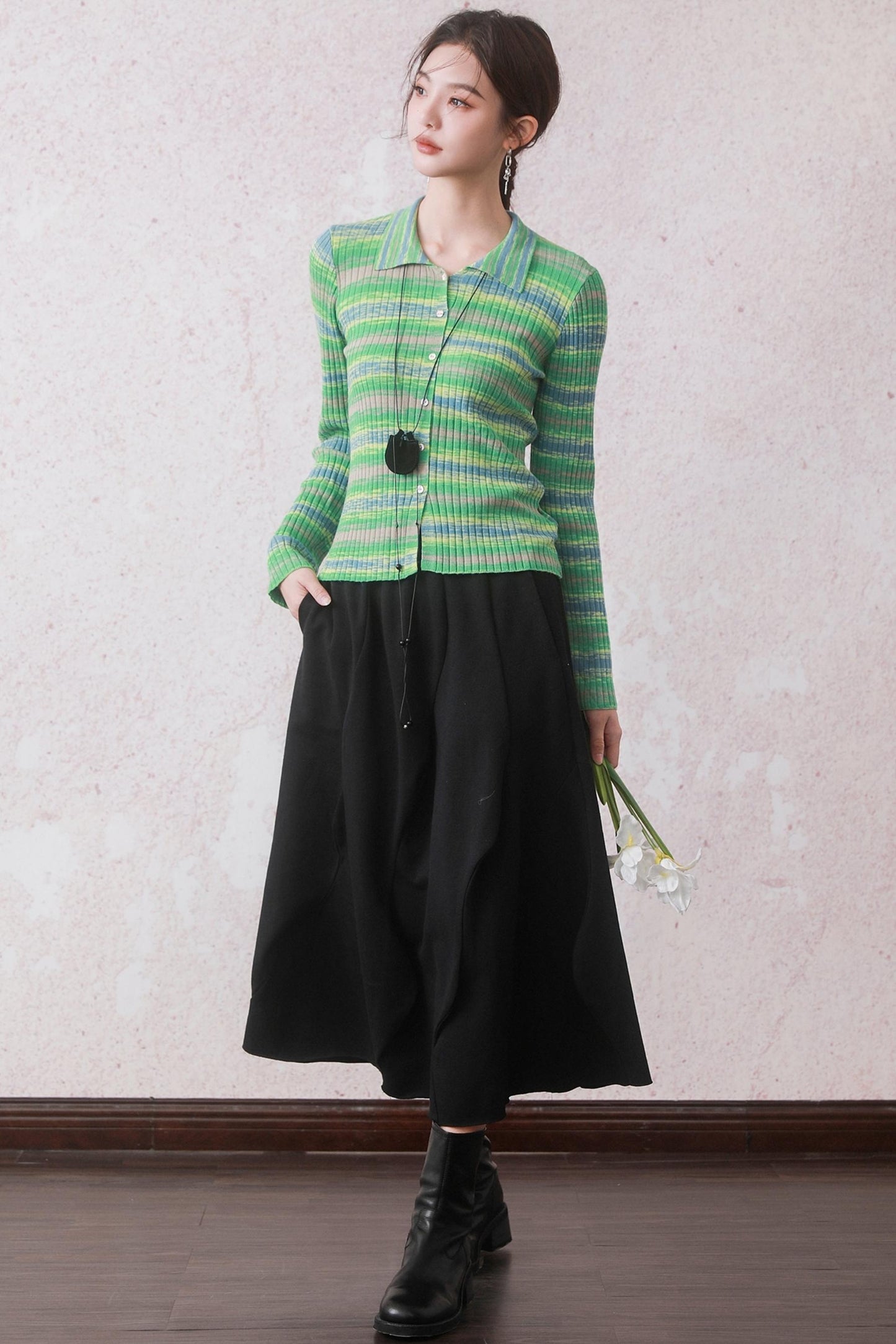 Green Chipping Knit Jacket