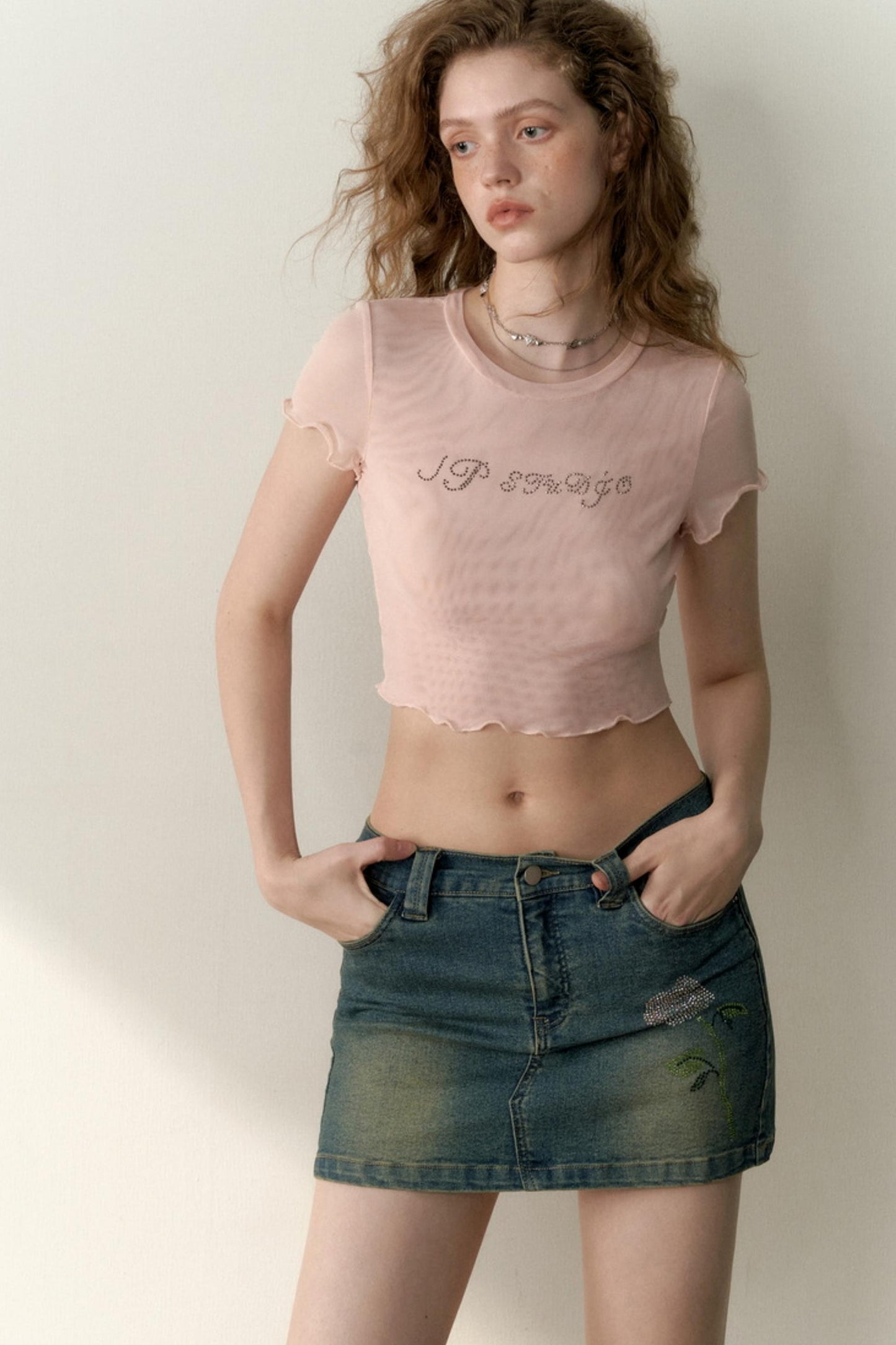 Multicolor Mesh Letter Tee