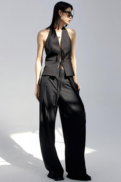 Draped Embroidered Suit Pants