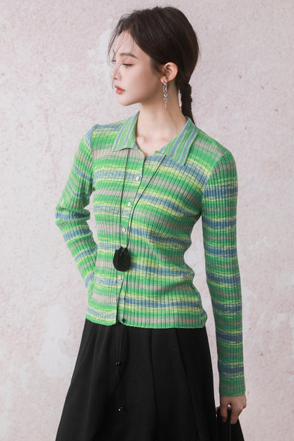 Green Chipping Knit Jacket