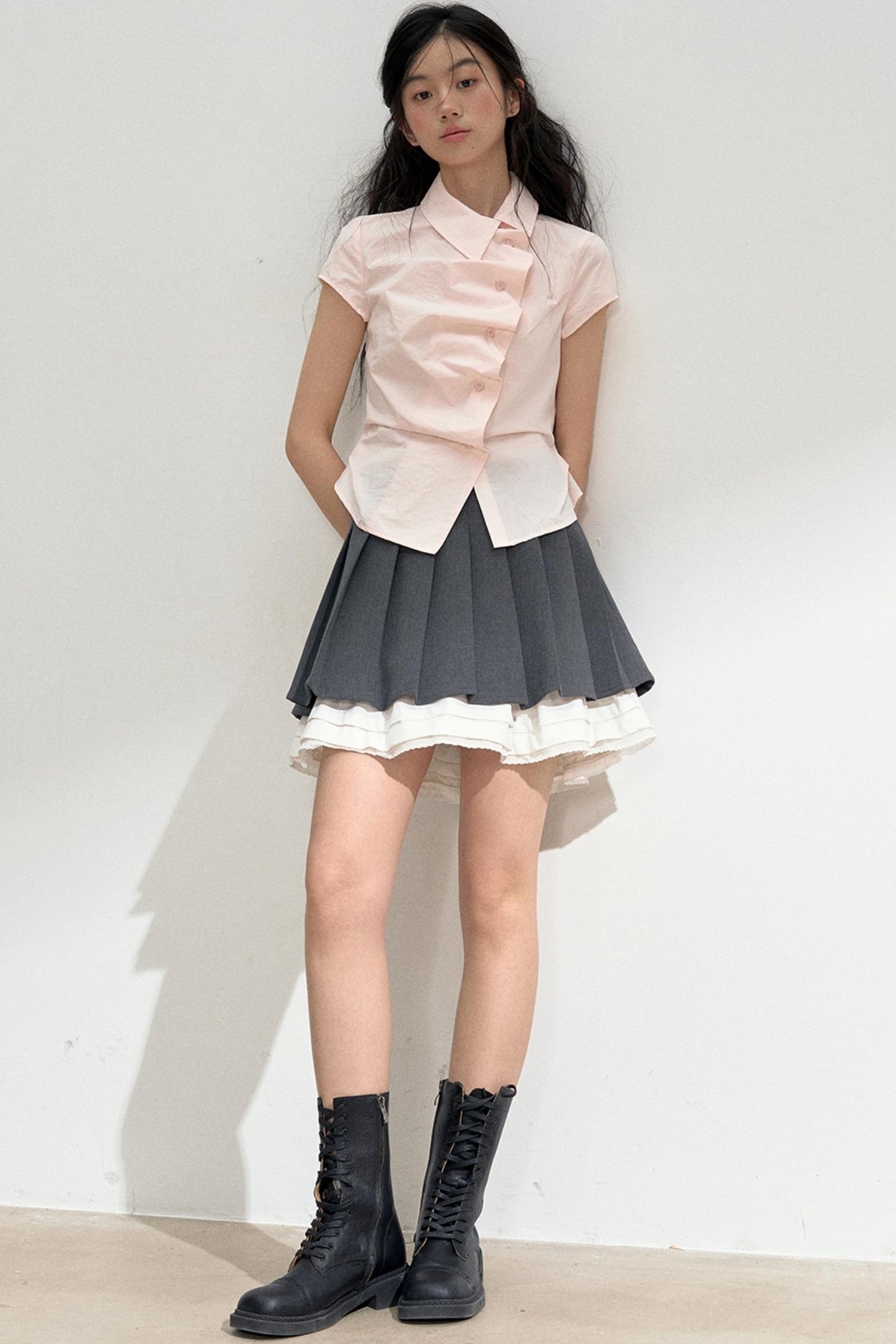 Pink Ruffle Lace Blouse