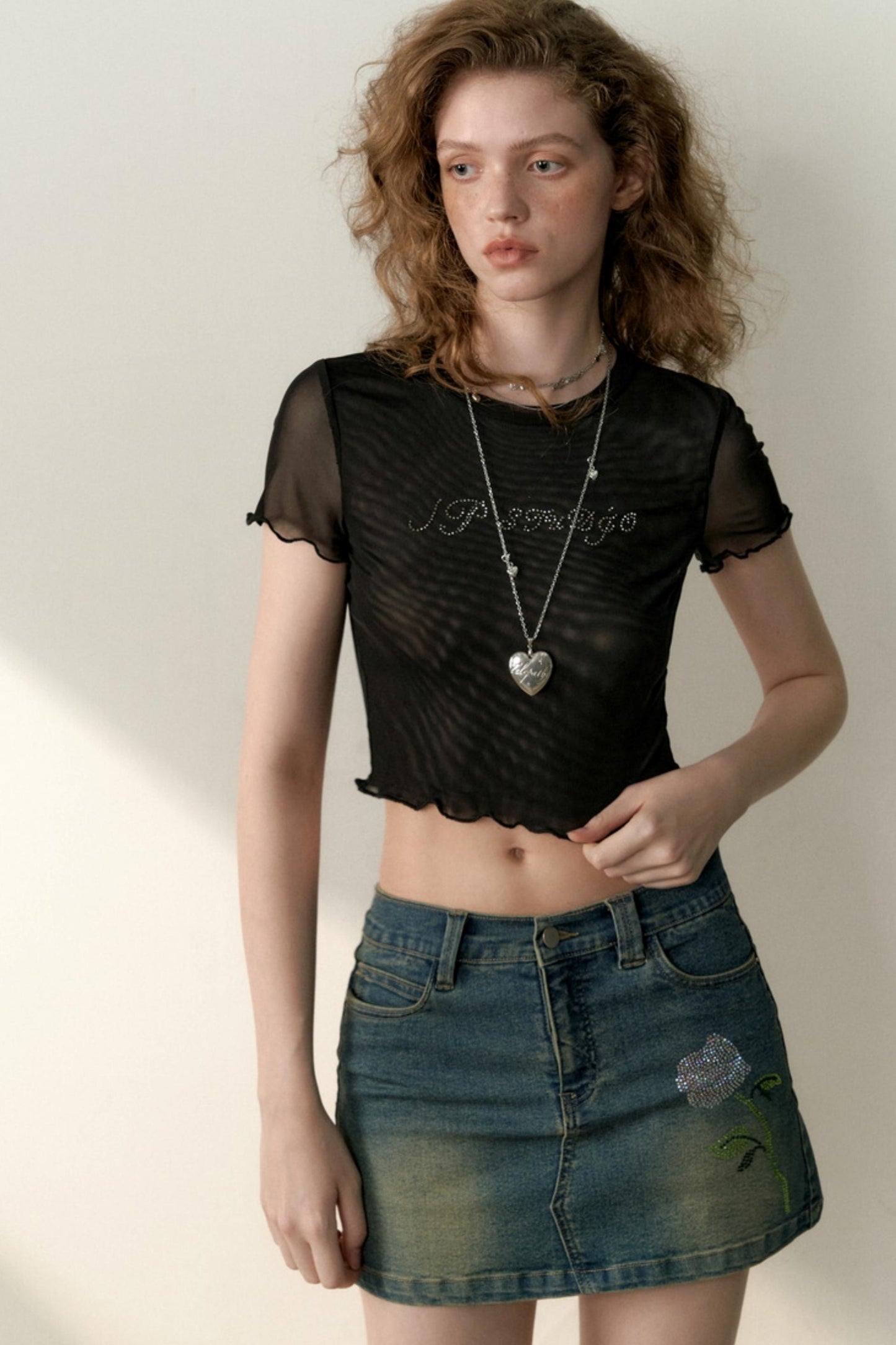 Multicolor Mesh Letter Tee