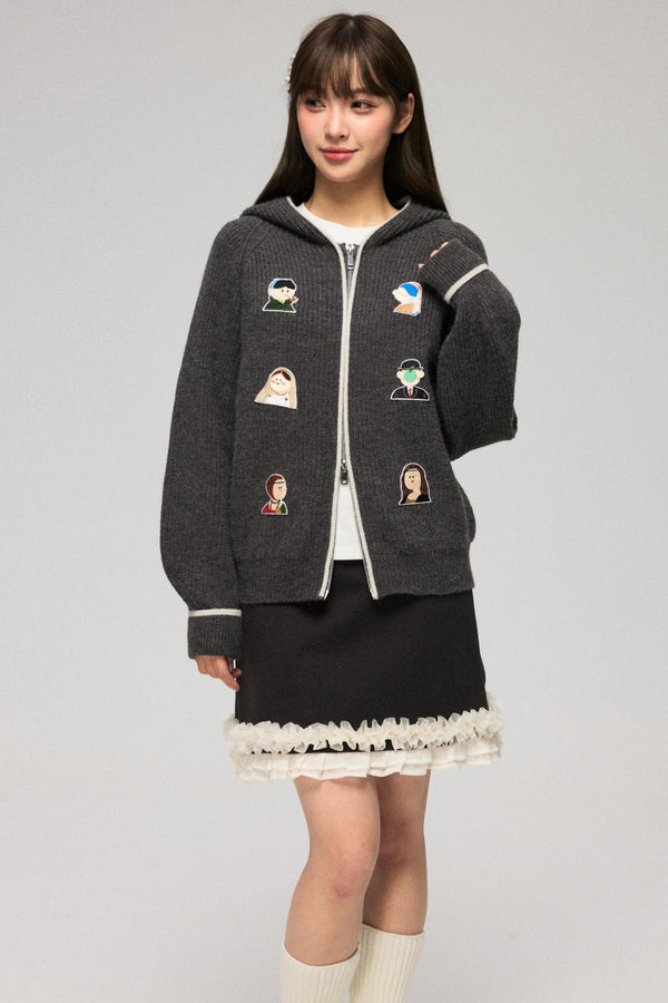 Gray Hooded Peplum Sweater