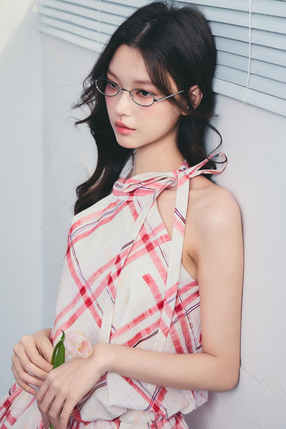 Memorial Rose Check Lace Dress